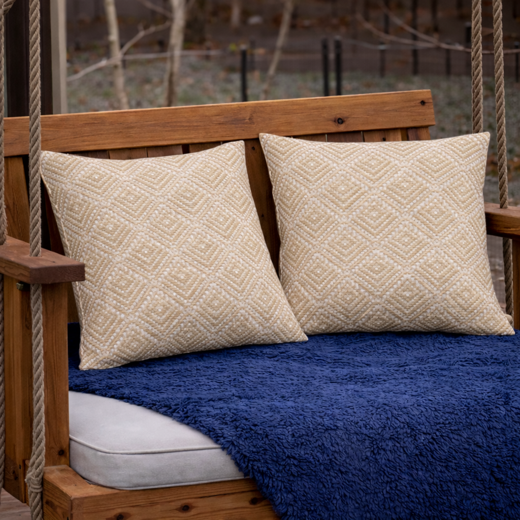 2 Pack Outdoor Throw Pillows, Waterproof & Fade-Resistant Patio Cushions for Garden, Porch, Poolside