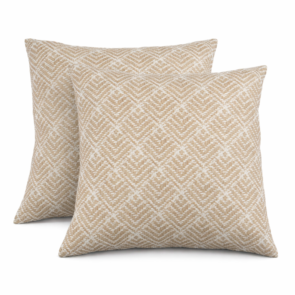 2 Pack Outdoor Throw Pillows, Waterproof & Fade-Resistant Patio Cushions for Garden, Porch, Poolside