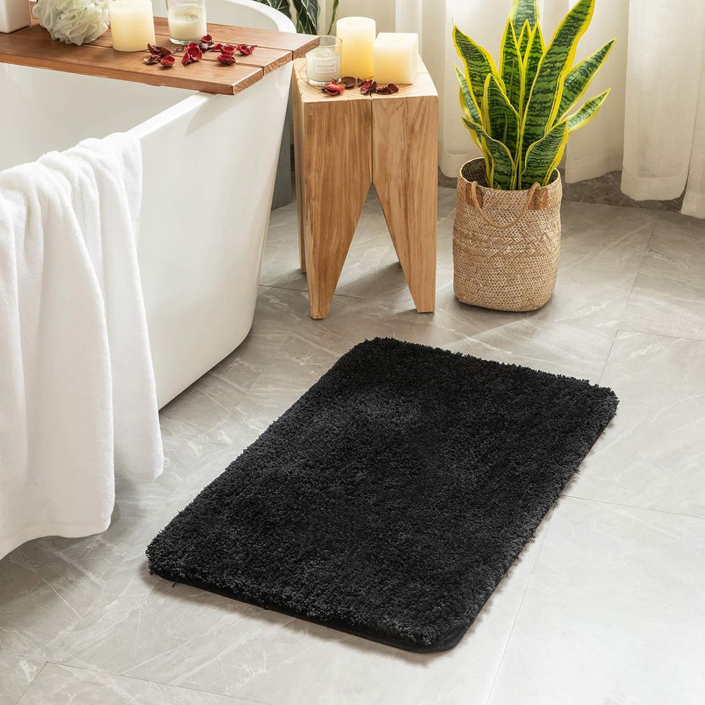 2 Piece, Small Soft Absorbent Microfiber Bath Mat Set, Non Slip Quick Dry Machine Washable Plush Shaggy Bath Rugs for Bathroom Floor, Tub and Shower, 16x24 inches