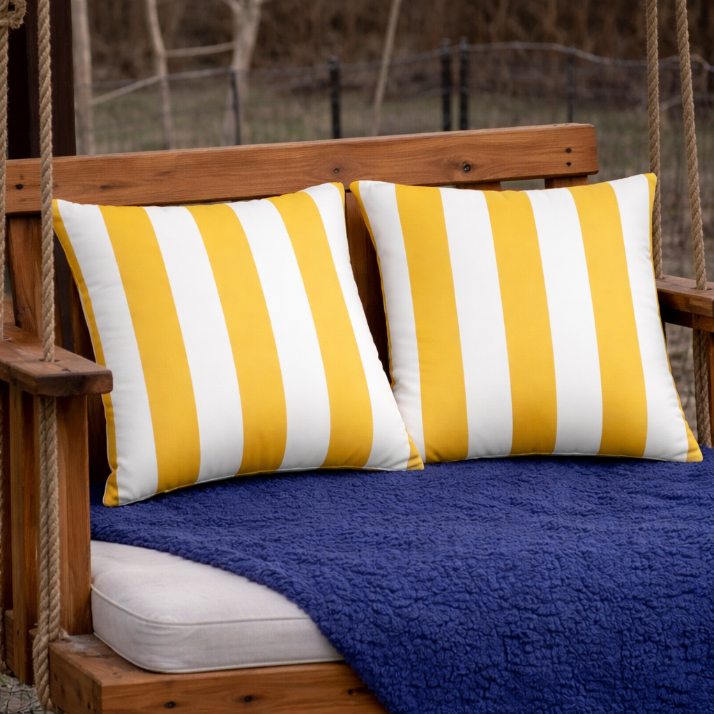 2 Pack Outdoor Throw Pillows, Waterproof & Fade-Resistant Patio Cushions for Garden, Porch, Poolside Furniture