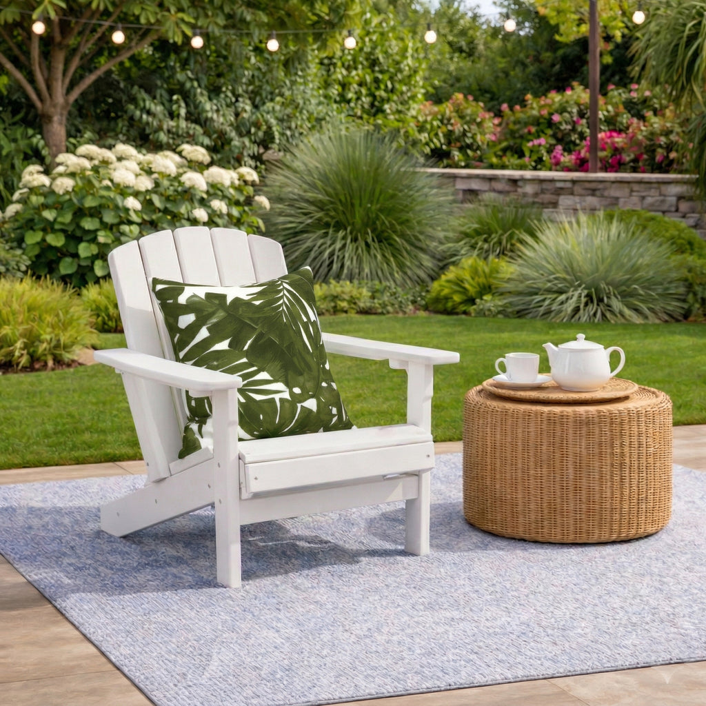 2 Pack Outdoor Throw Pillows, Waterproof & Fade-Resistant Patio Cushions for Garden, Porch, Poolside Furniture - Soft & Comfortable Decorative Pillow Covers (18x18 Inch, Green leaf)