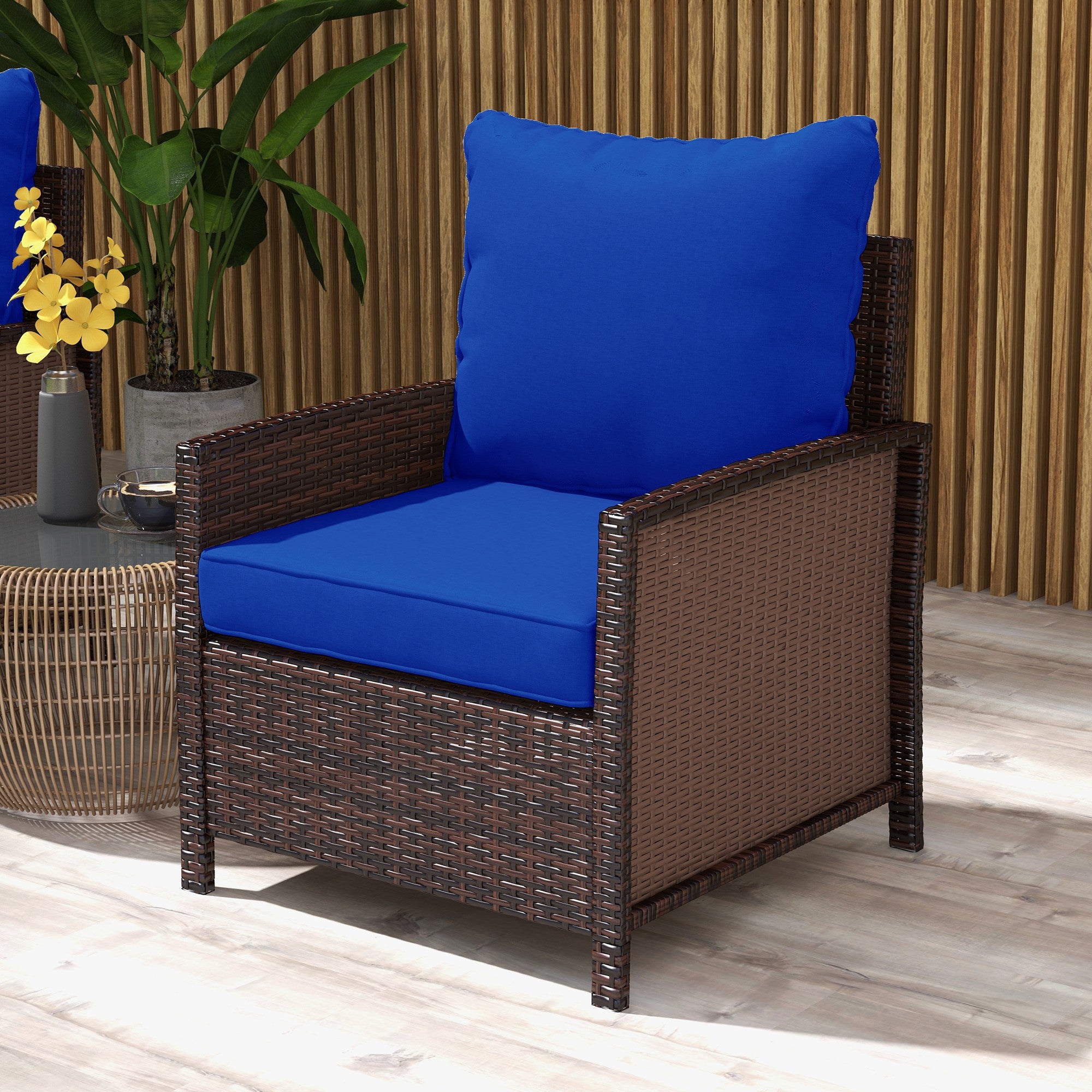 4-Piece Patio Chair Cushion and Back Pillow Set, Seat Replacement Patio, Cushions Set for Outdoor Garden Furniture, Navy Blue