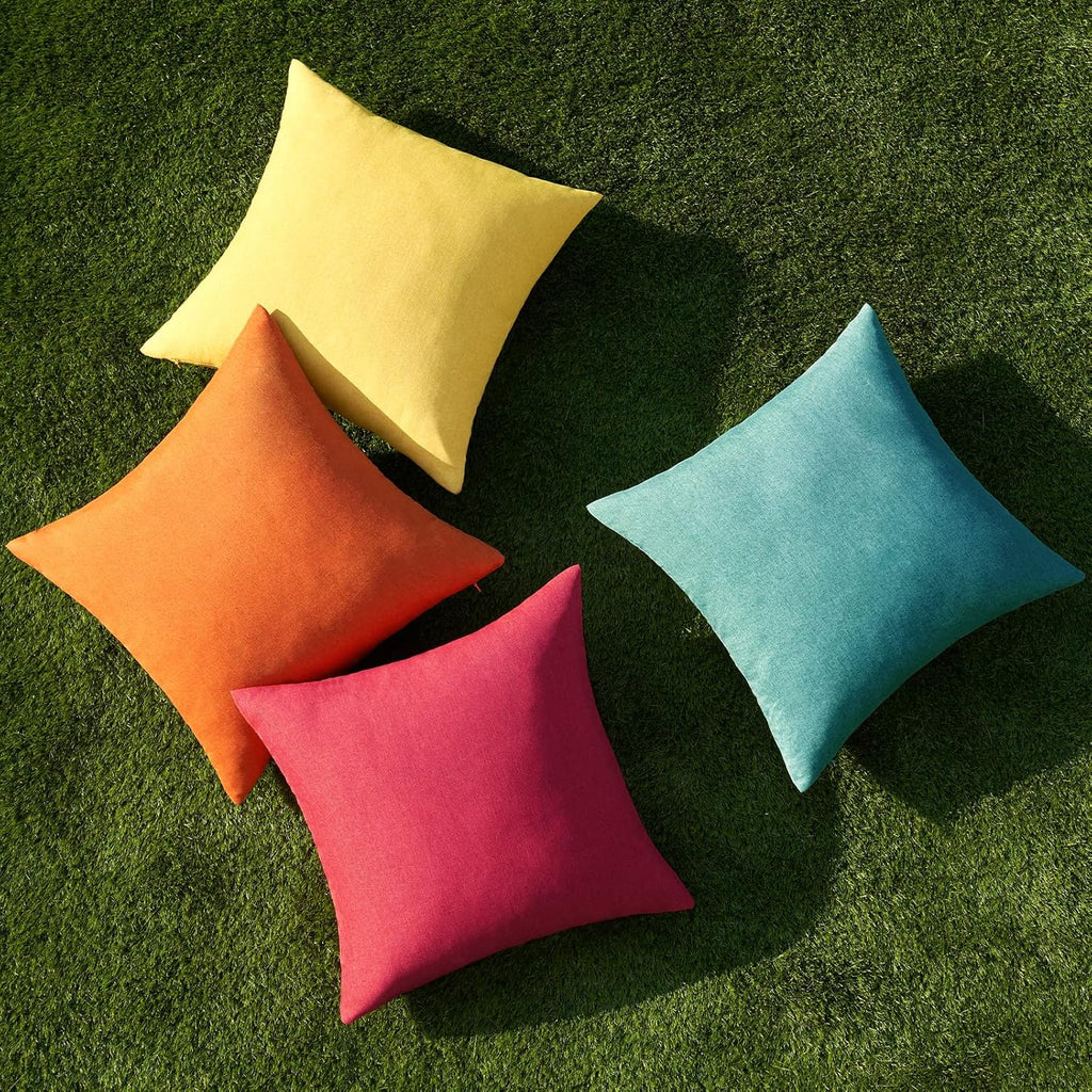 Pack of 4 Decorative Outdoor Throw Pillow Covers Linen Waterproof Pillow Covers