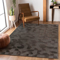 High-Low Brown Indoor Area Rug, 7'9''x10',  Non Shedding Carpet, Modern, Contemporary, Geometric, Bohemian, Bedroom