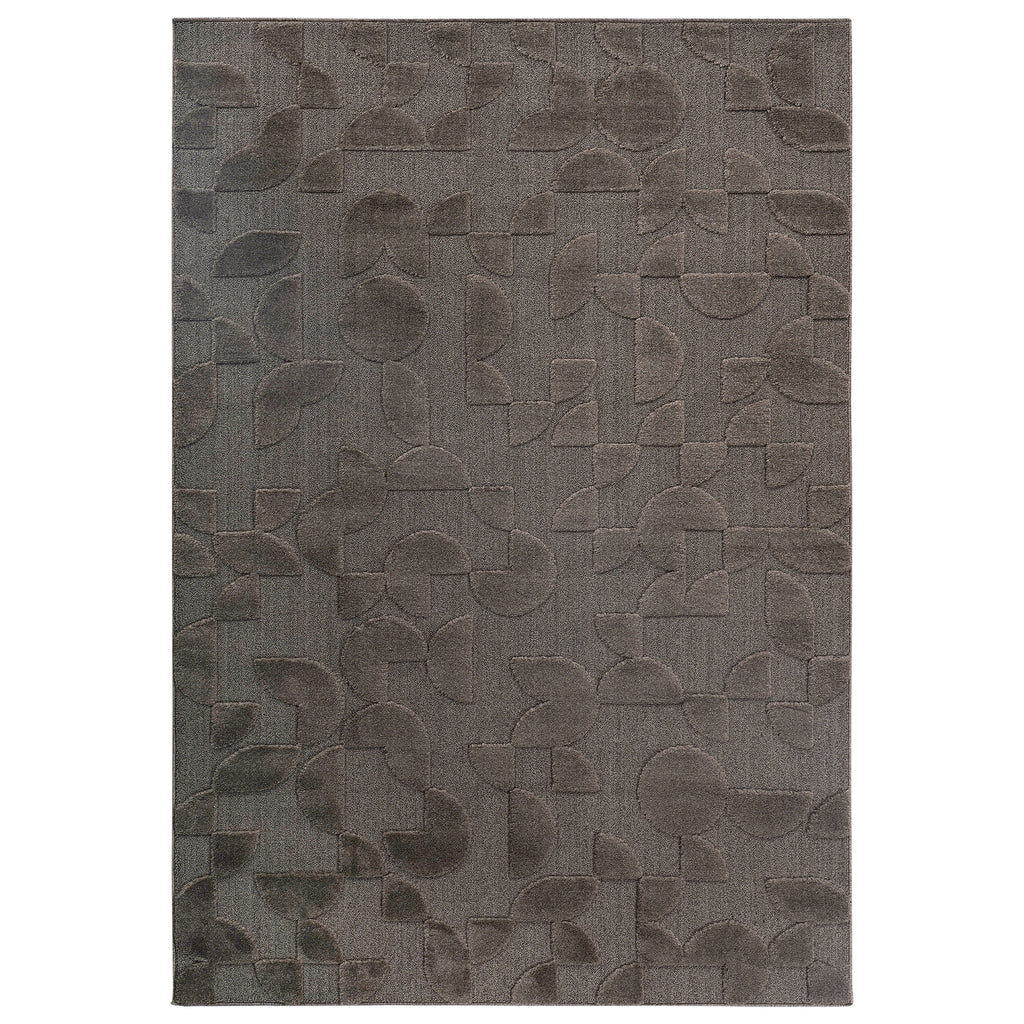 High-Low Brown Indoor Area Rug, 7'9''x10',  Non Shedding Carpet, Modern, Contemporary, Geometric, Bohemian, Bedroom