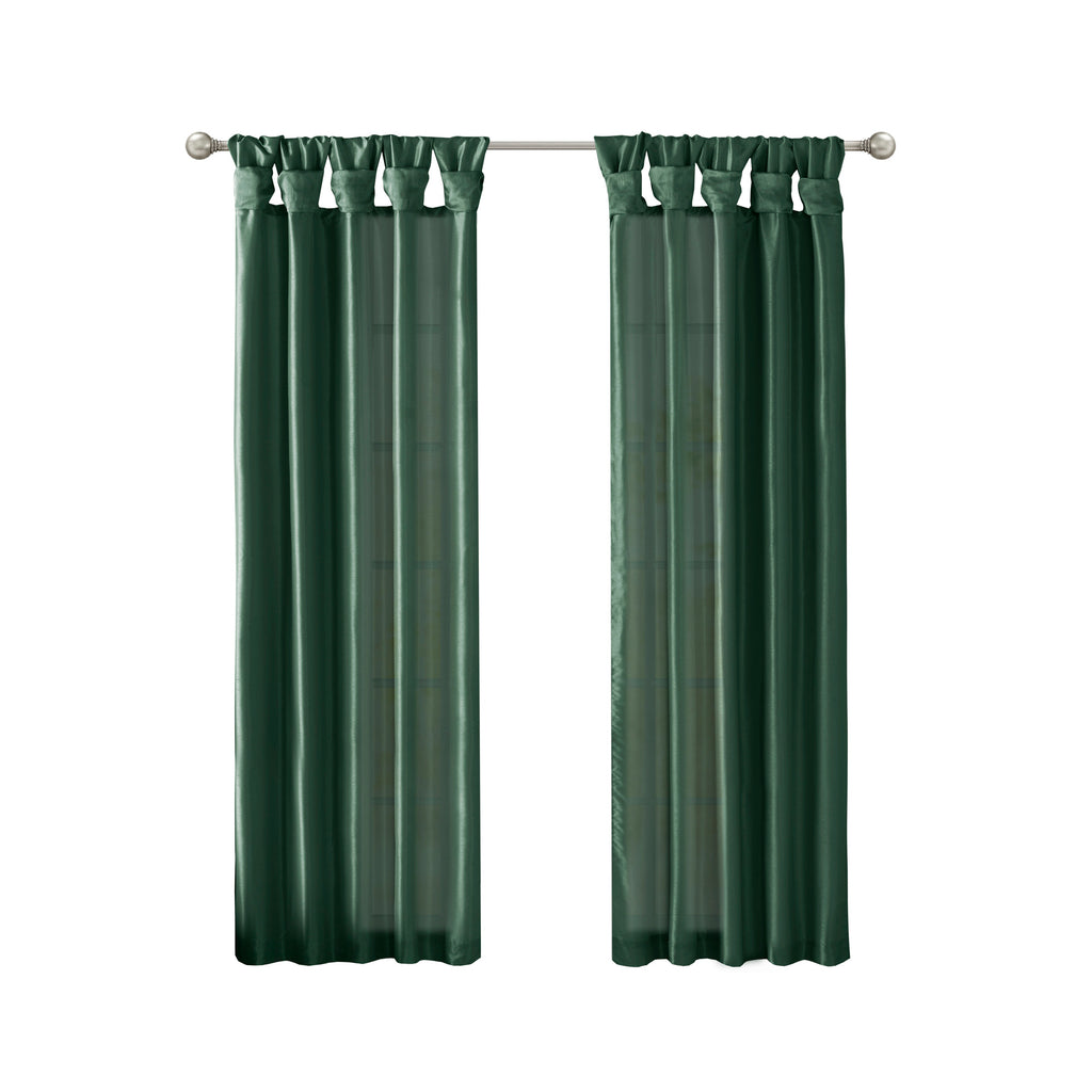 1 PC Twist Tab Lined Window Curtain Panel Green 50x95"