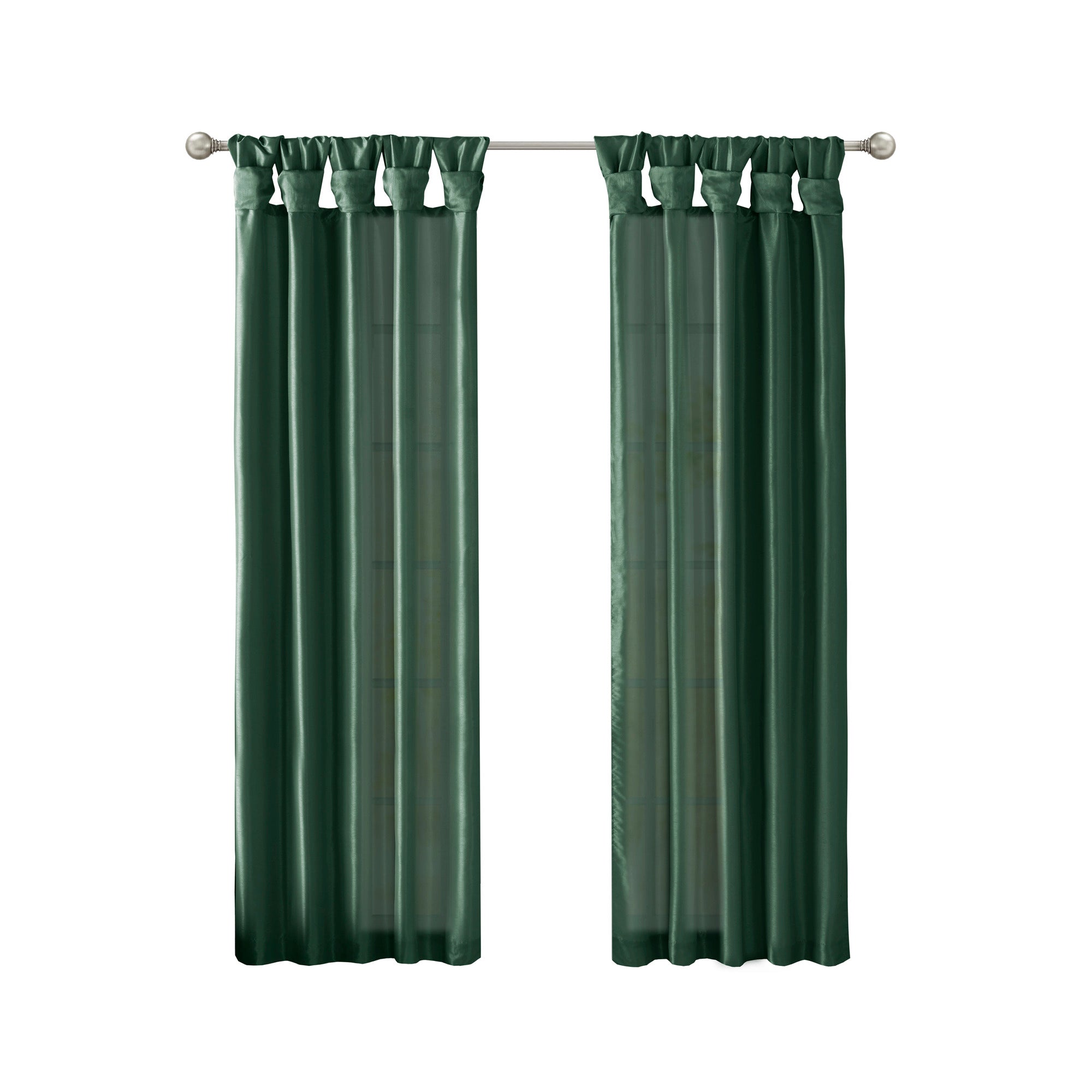 1 PC Twist Tab Lined Window Curtain Panel Green 50x95"