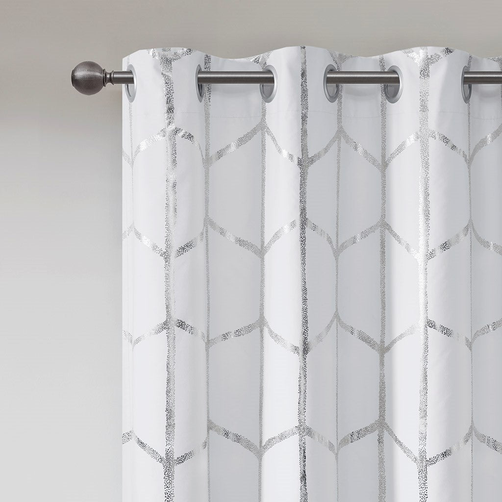 Total Blackout Metallic Print Grommet Top Curtain Panel(Only 1 Pc Panel)