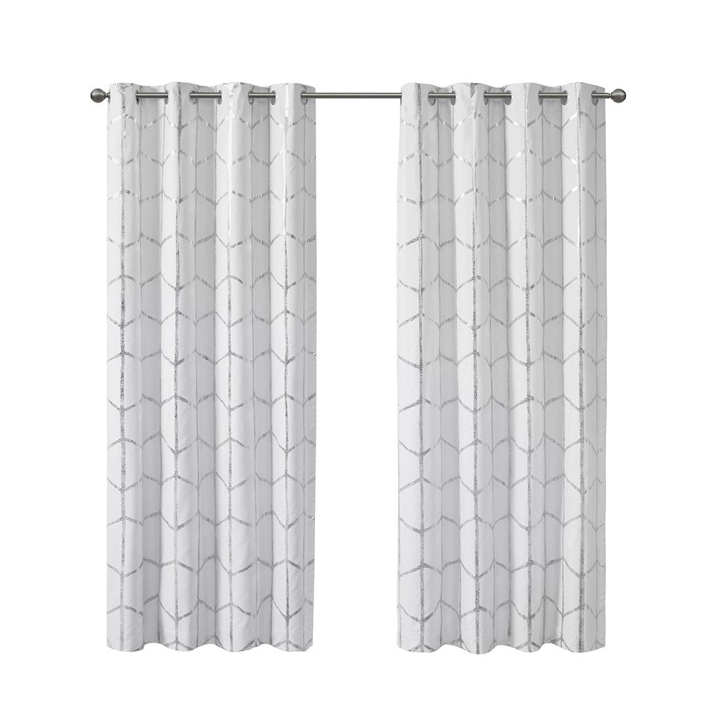 Total Blackout Metallic Print Grommet Top Curtain Panel(Only 1 Pc Panel)