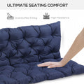 Tufted Bench Cushions for Outdoor Furniture, 3-Seater Replacement for Swing Chair, Patio Sofa/Couch, Overstuffed, Includes Backrest, Dark Blue