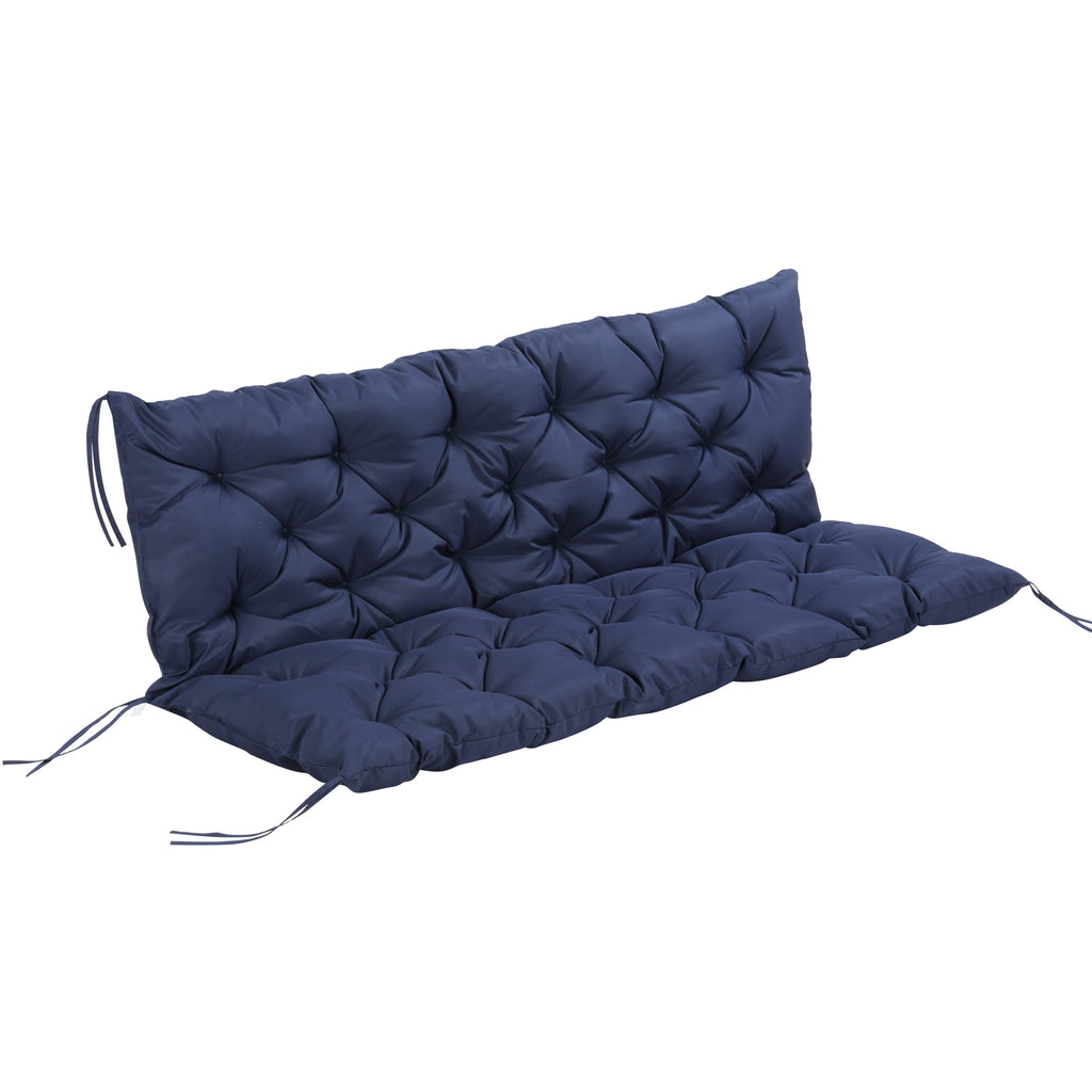 Tufted Bench Cushions for Outdoor Furniture, 3-Seater Replacement for Swing Chair, Patio Sofa/Couch, Overstuffed, Includes Backrest, Dark Blue
