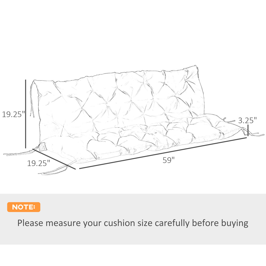 Tufted Bench Cushions for Outdoor Furniture, 3-Seater Replacement for Swing Chair, Patio Sofa/Couch, Overstuffed, Includes Backrest, Dark Blue