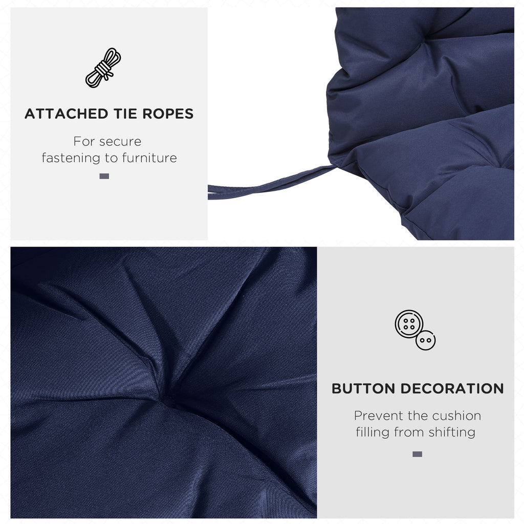Tufted Bench Cushions for Outdoor Furniture, 3-Seater Replacement for Swing Chair, Patio Sofa/Couch, Overstuffed, Includes Backrest, Dark Blue