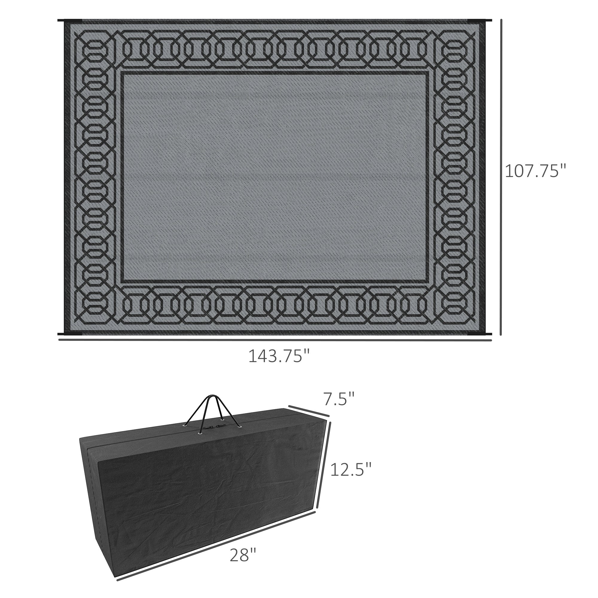Reversible Outdoor Rug, 9' x 12' Waterproof Plastic Straw Floor Mat, Portable RV Camping Carpet